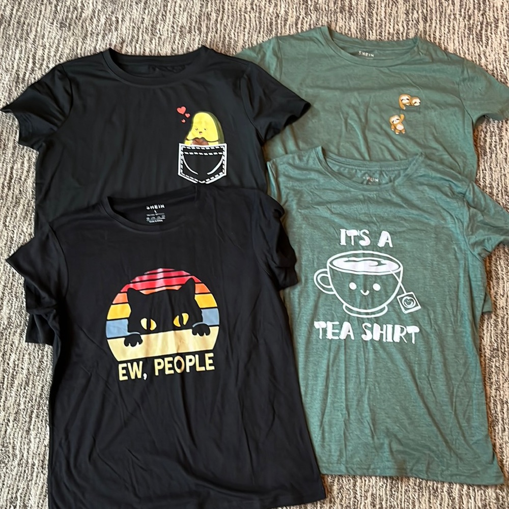Set of 4 Shein T-Shirts, size L(8/10)